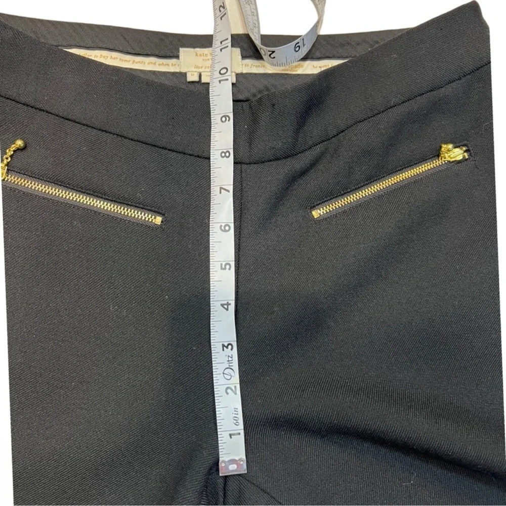 Kate Spade New York Wool blend Crop Black Pants Gold Zippers Sz 6